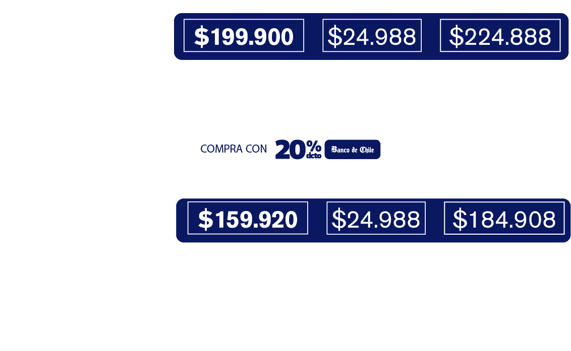 tabla de precios