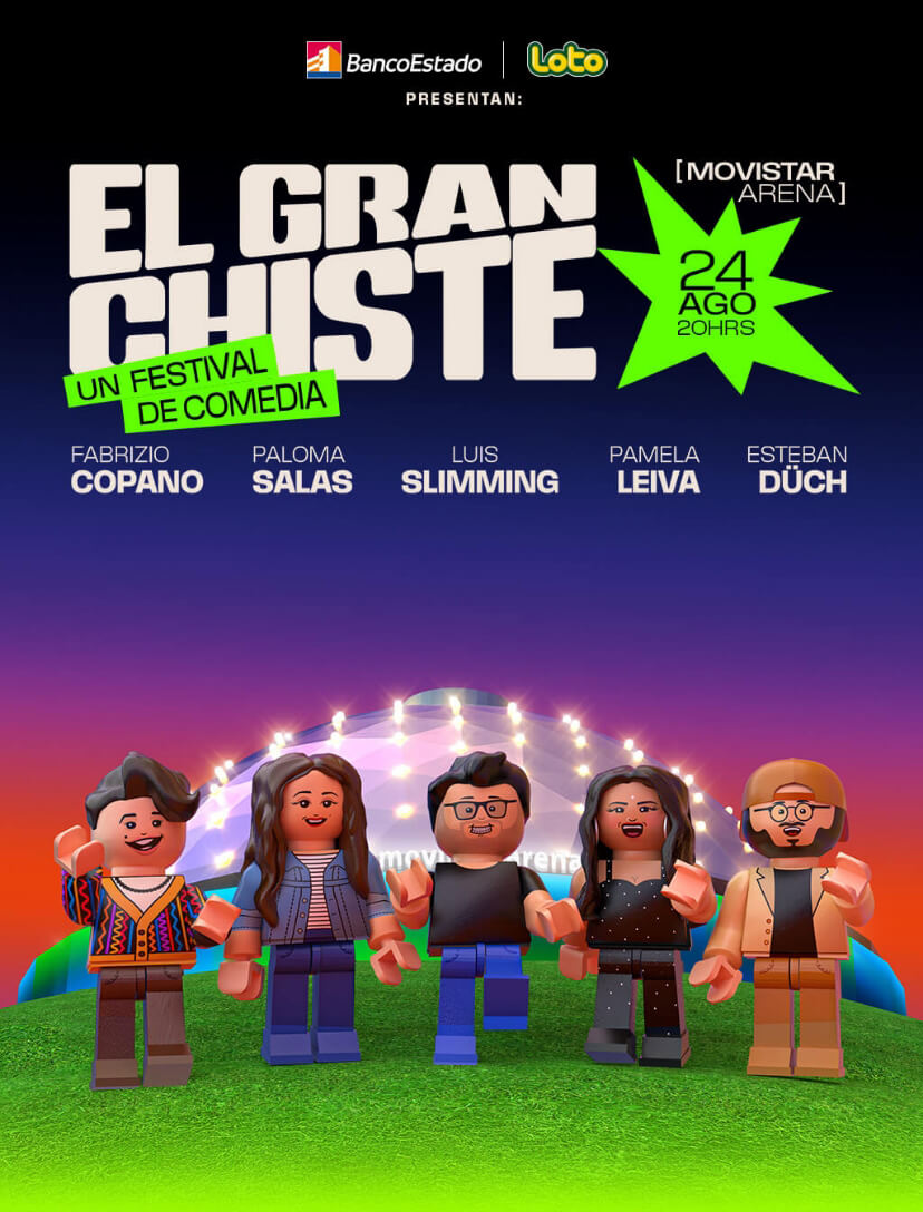 El Gran Chiste - Festival de Comedia | 24 de agosto en Movistar Arena | Copano, Paloma Salas, Slimming, Leiva y Düch juntos en un solo escenario | Entradas en Punto Ticket