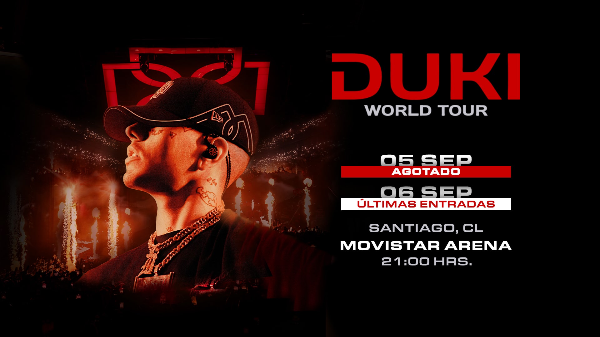 Duki - Ameri world tour - 5 septiembre - movistar arena - 21:00 hrs