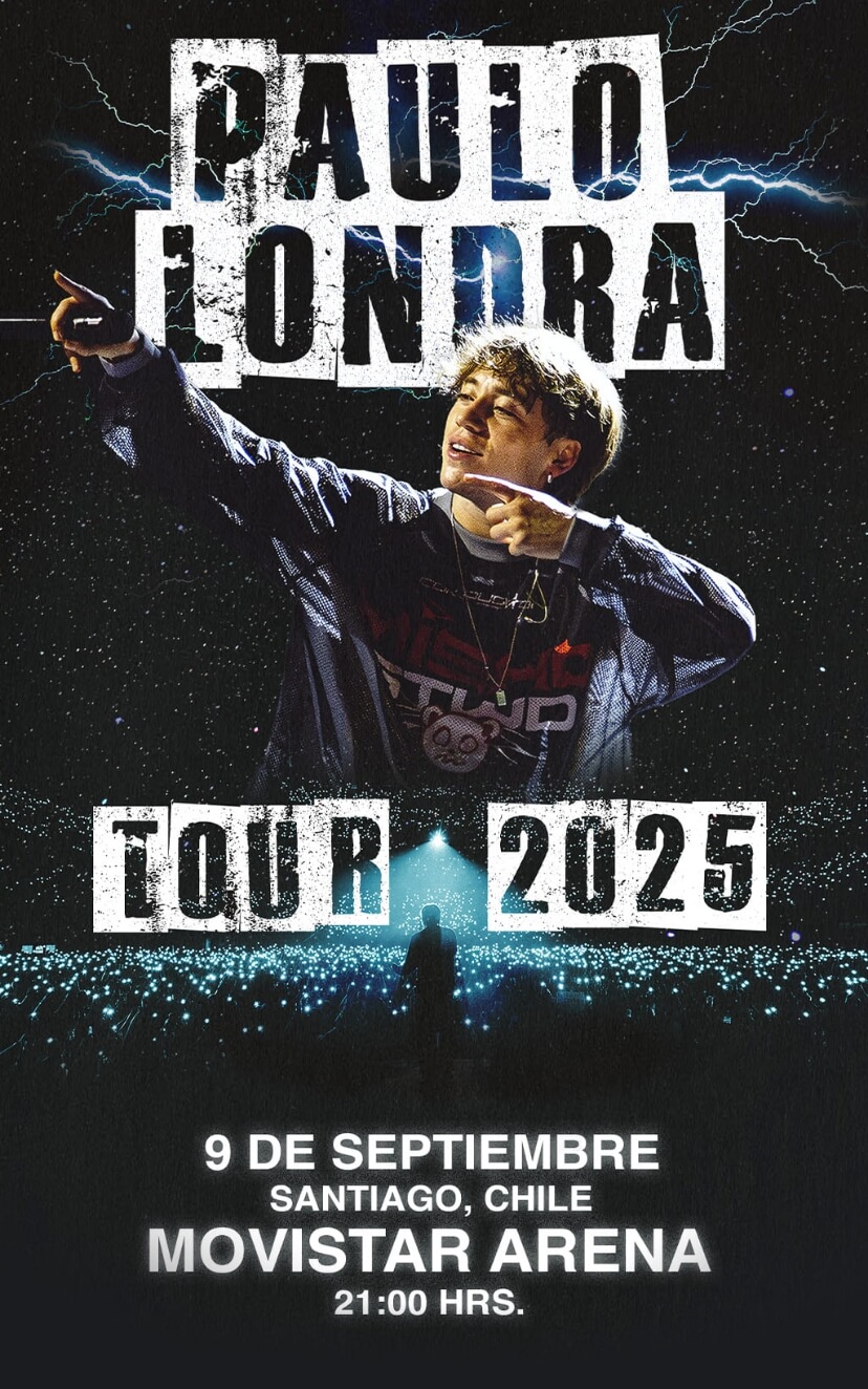Paulo Londra en Chile | Tour 2025 | 09 de septiembre en Movistar Arena | Uno de los mayores exponentes del pop urbano llega con todos sus hits | Entradas en Punto Ticket