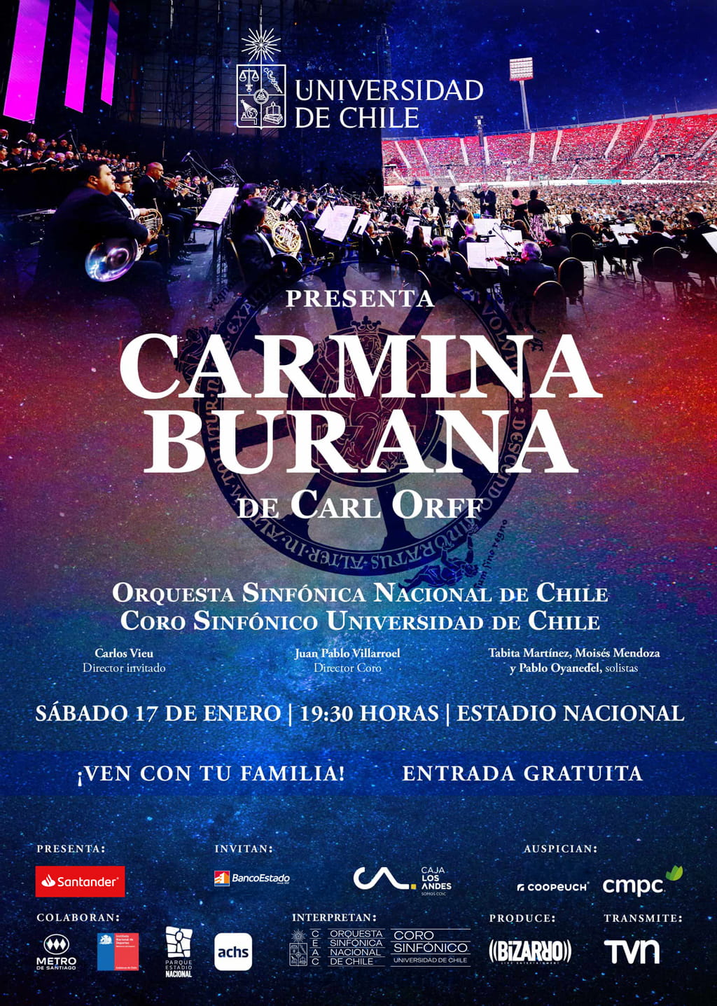 Carmina Burana de Carl Orff en el Estadio Nacional - sábado 17 de enero 19:30 hrs.