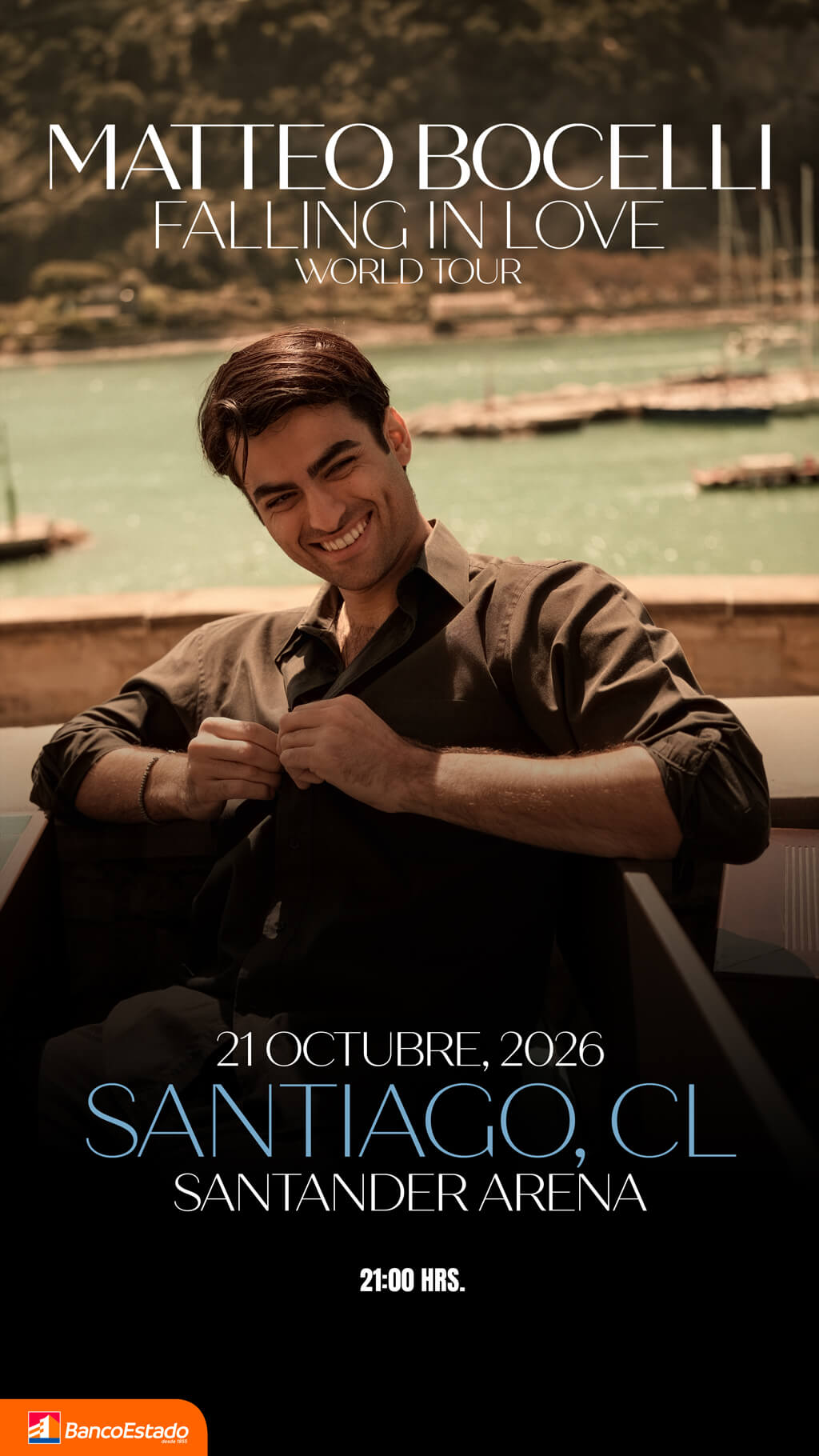 Matteo Bocelli en Chile · Falling in Love World Tour · 21 de octubre en Santander Arena · Punto Ticket