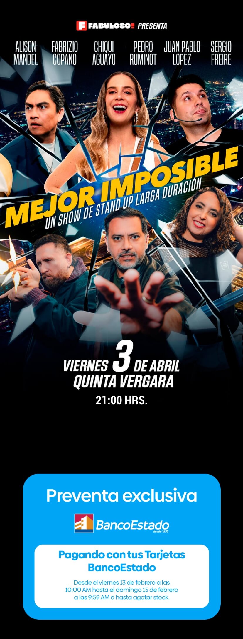 Mejor Imposible en Viña · 3 de abril en Quinta Vergara · Punto Ticket