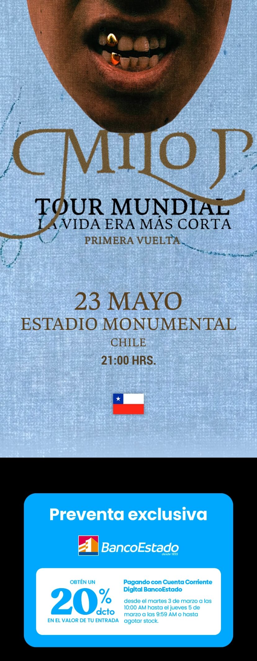 Milo J – Tour Mundial La Vida Era Más Corta (Primera Vuelta) | 23 de mayo en Estadio Monumental