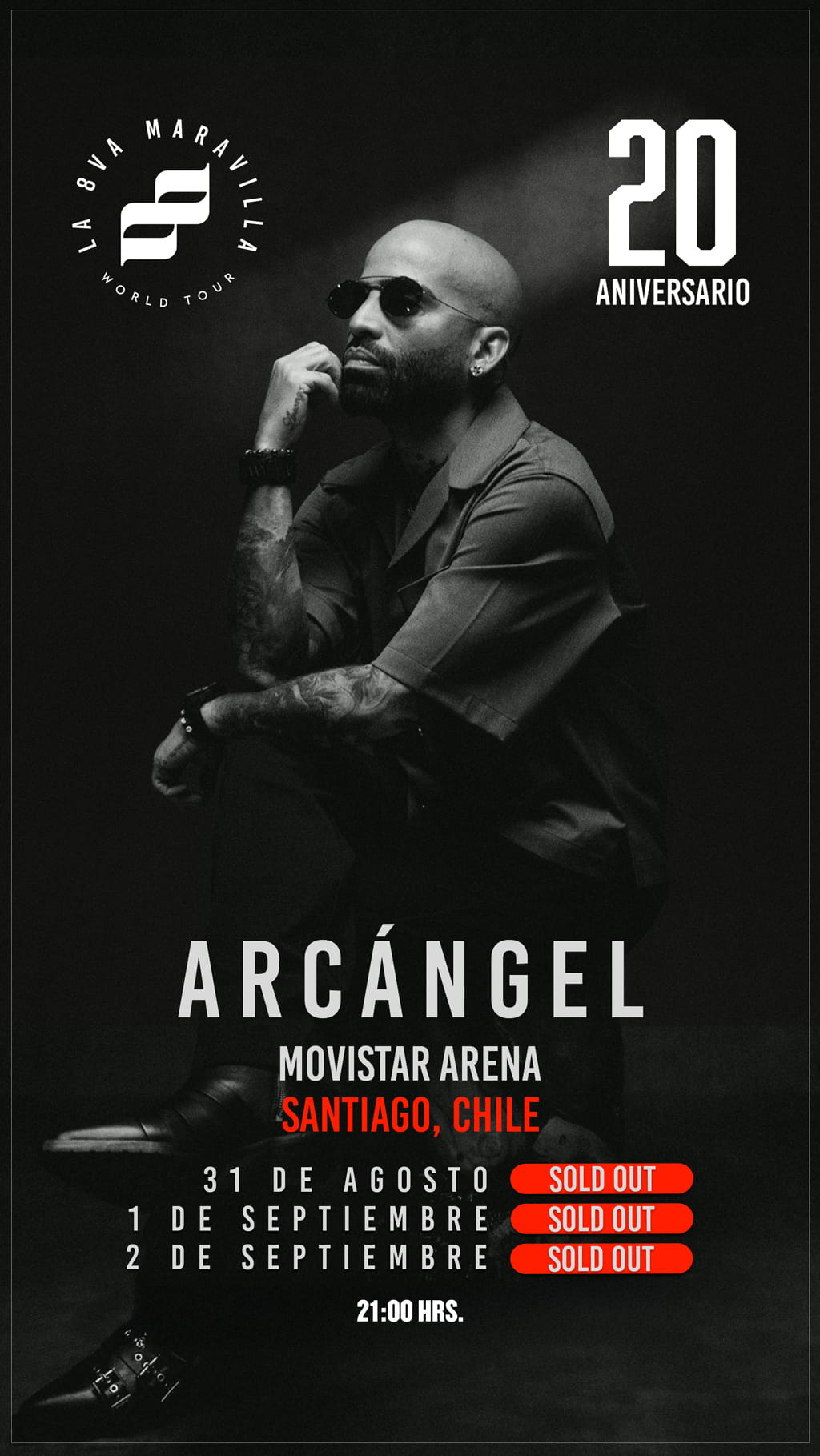 Arcángel – La 8va Maravilla World Tour | 31 de agosto, 1 y 2 de septiembre en Movistar Arena