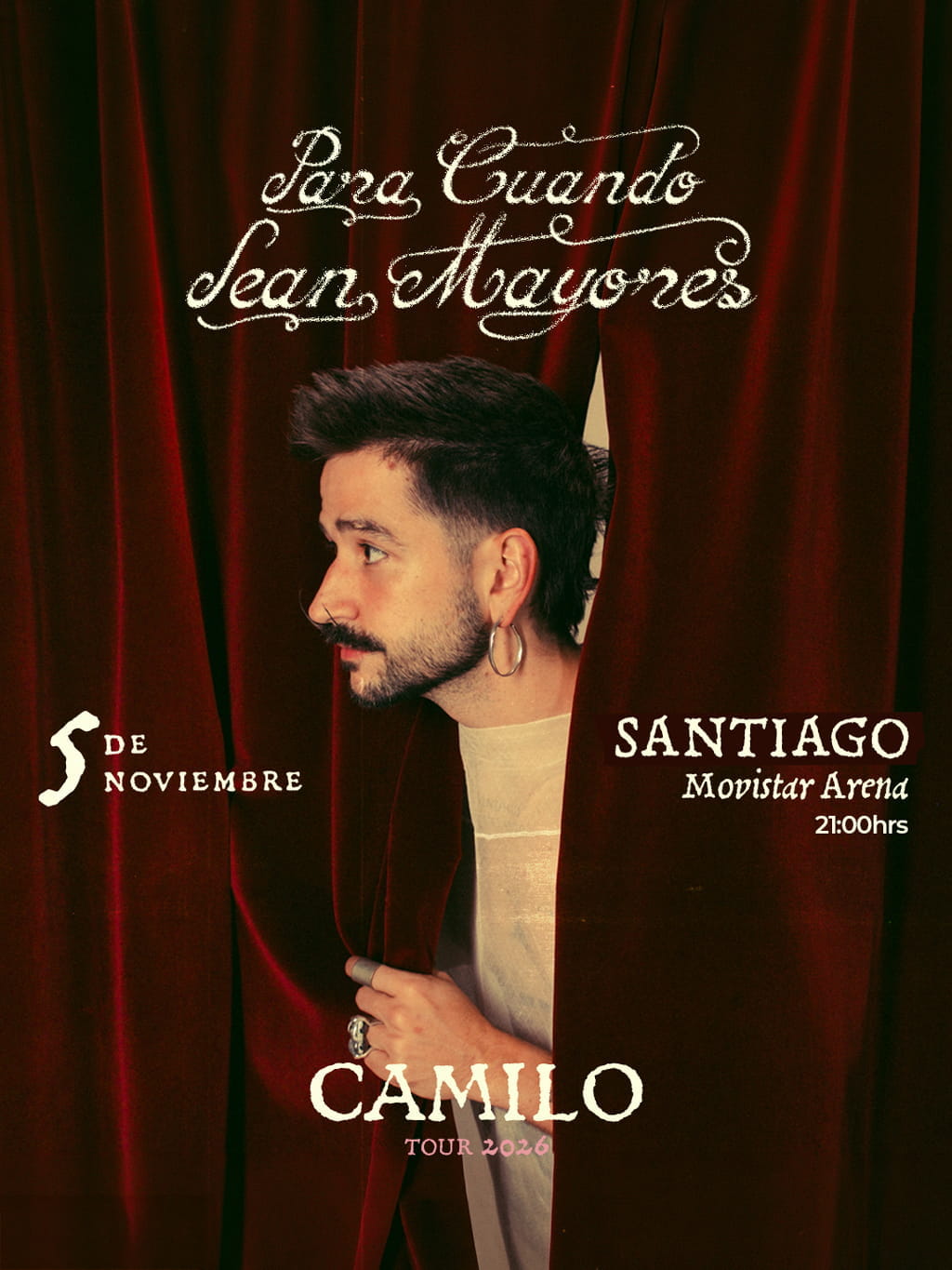 Camilo Tour 2026 / 5 de noviembre - Movistar Arena / 21:00 Hrs. - Venta de entradas en Punto Ticket