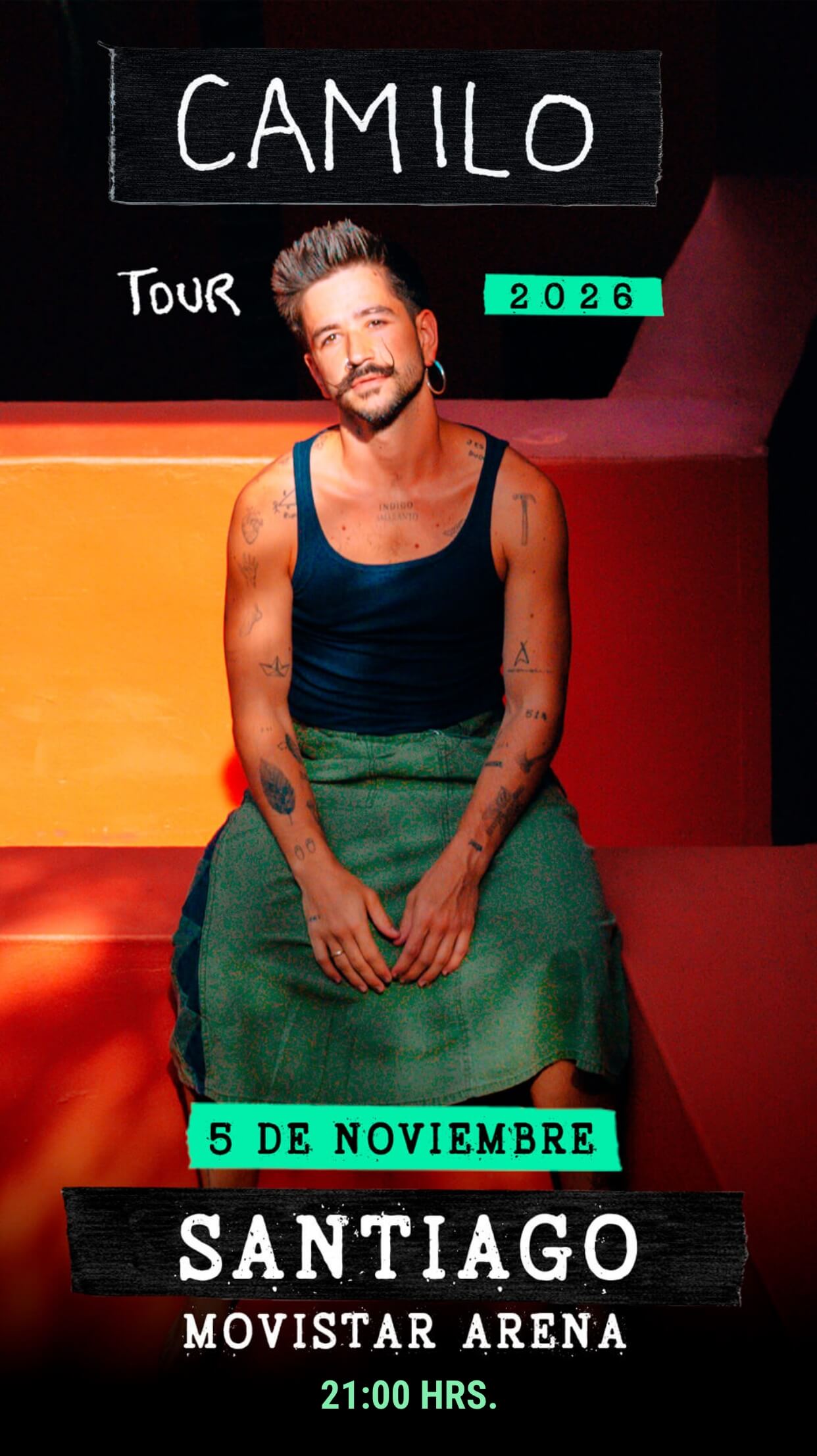 Camilo Tour 2026 / 5 de noviembre - Movistar Arena / 21:00 Hrs. - Venta de entradas en Punto Ticket