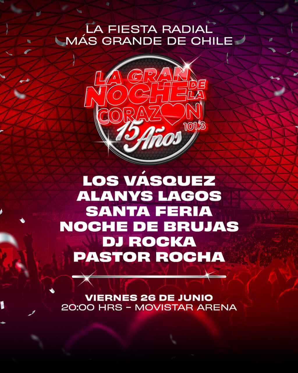 La Gran Noche de la Corazón - Viernes 26 de junio / 20:00 Hrs. - Movistar Arena / Venta de  entradas en Punto Ticket