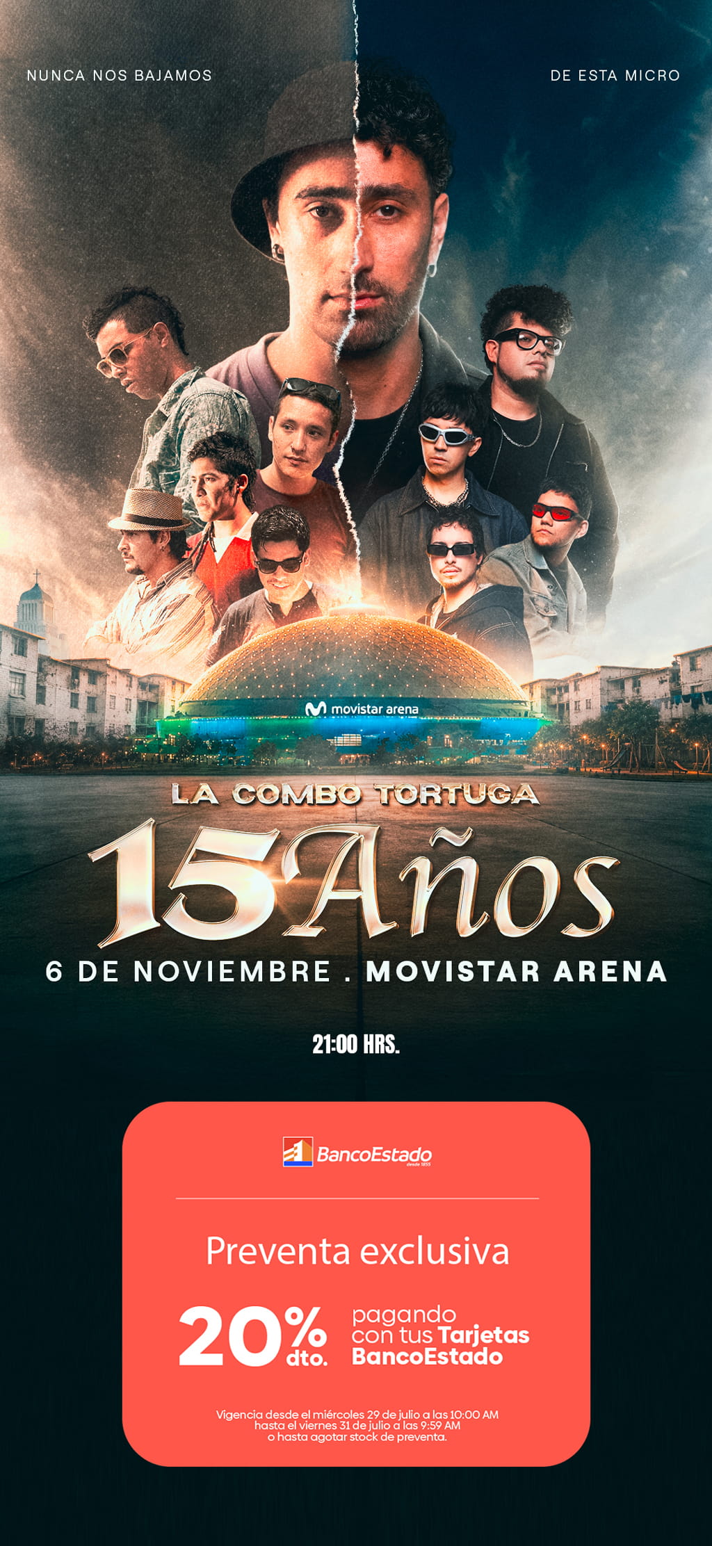 La Combo Tortuga | 15 Aniversario en Movistar Arena – 6 de noviembre 2026, 21:00 hrs.