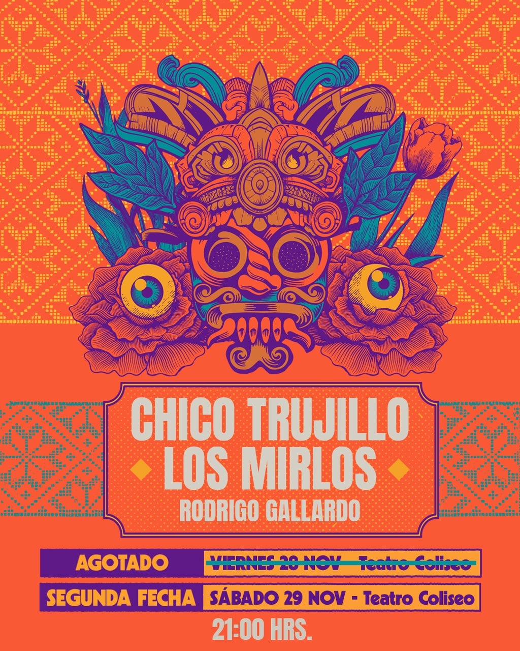 Chico Trujillo, Los Mirlos y Rodrigo Gallardo - 28 y 29 de noviembre en Teatro Coliseo | 21:00 Hrs.