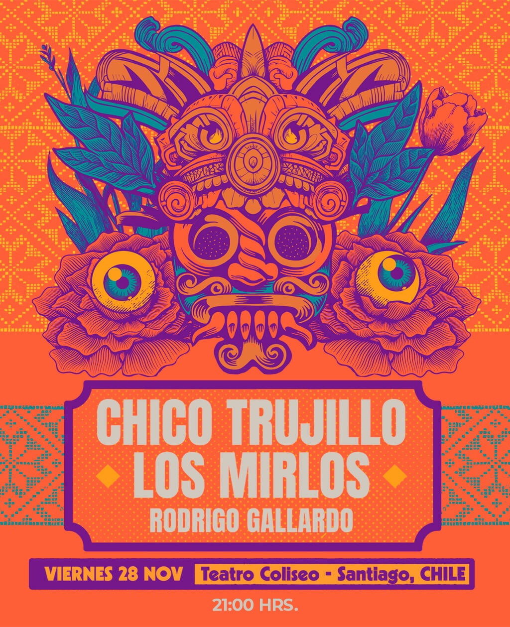 Chico Trujillo, Los Mirlos y Rodrigo Gallardo - 28 de noviembre en Teatro Coliseo | 21:00 Hrs.