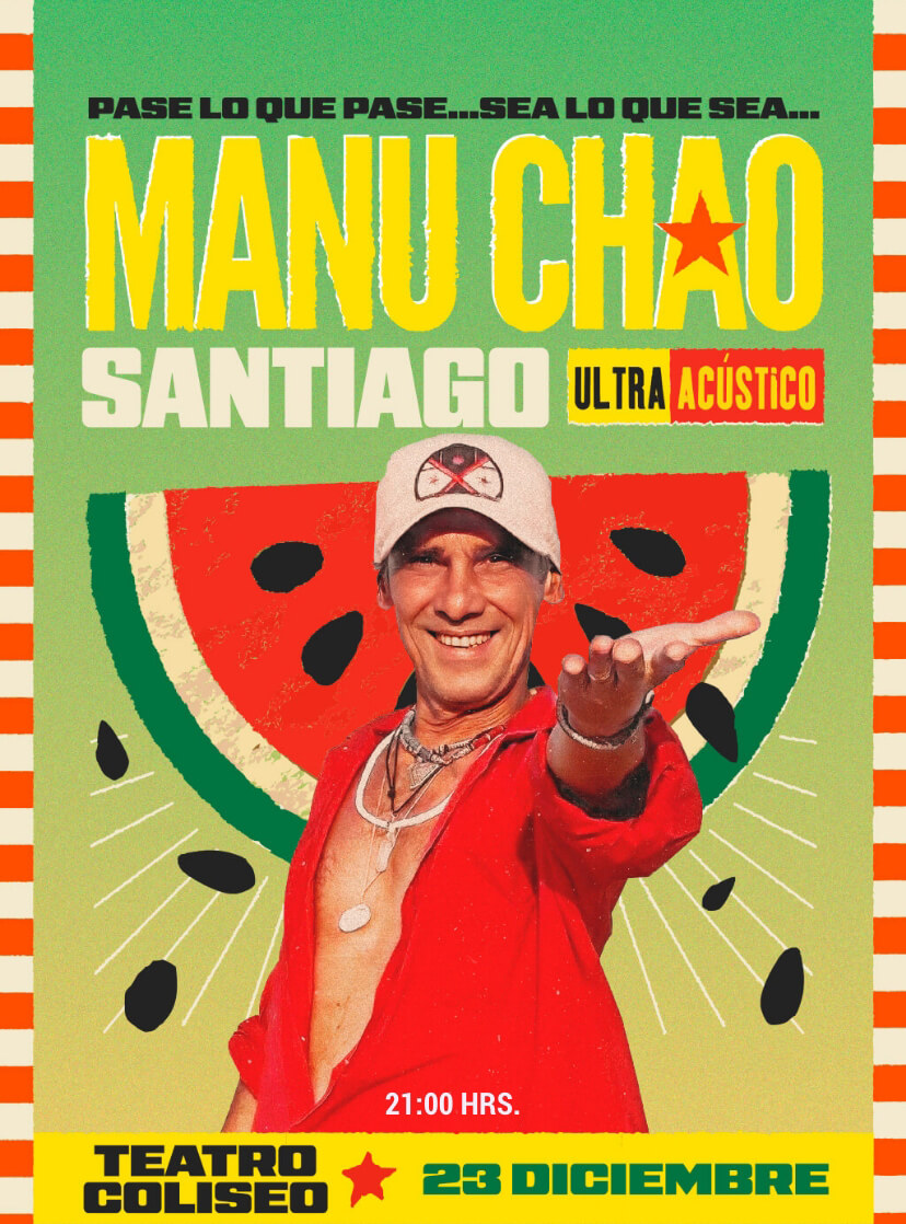 Manu Chao · Ultra Acústico en Teatro Coliseo · 23 de diciembre | Un encuentro íntimo y único con su música. Asegura tu entrada ahora en Punto Ticket.