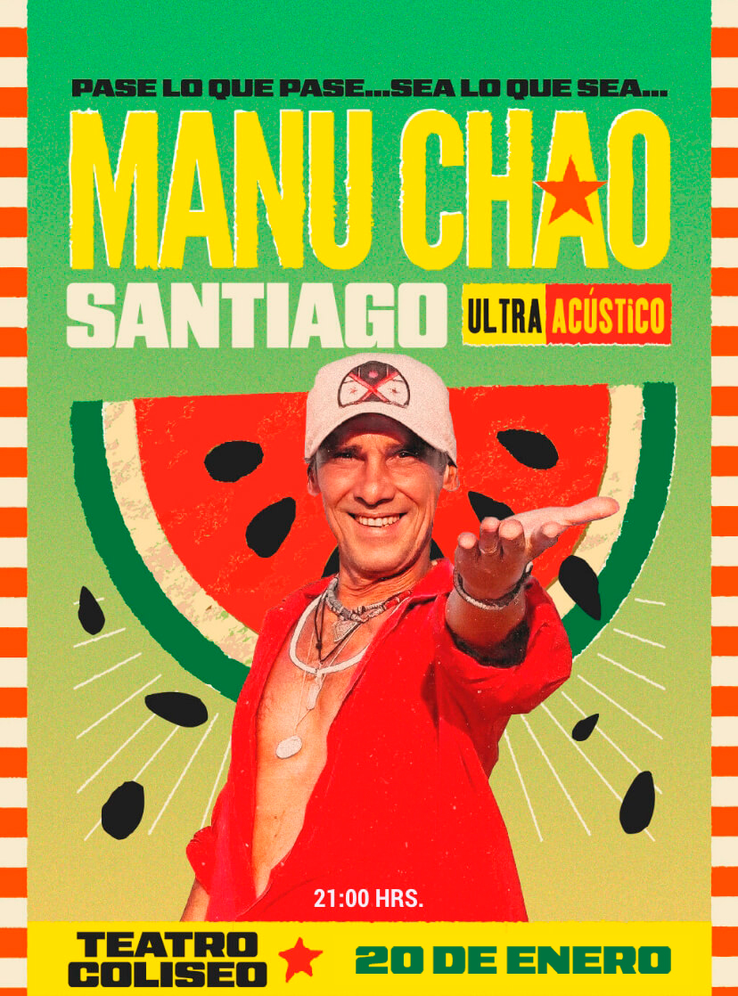 Manu Chao · Ultra Acústico en Teatro Coliseo · 20 de enero | Un encuentro íntimo y único con su música. Asegura tu entrada ahora en Punto Ticket.