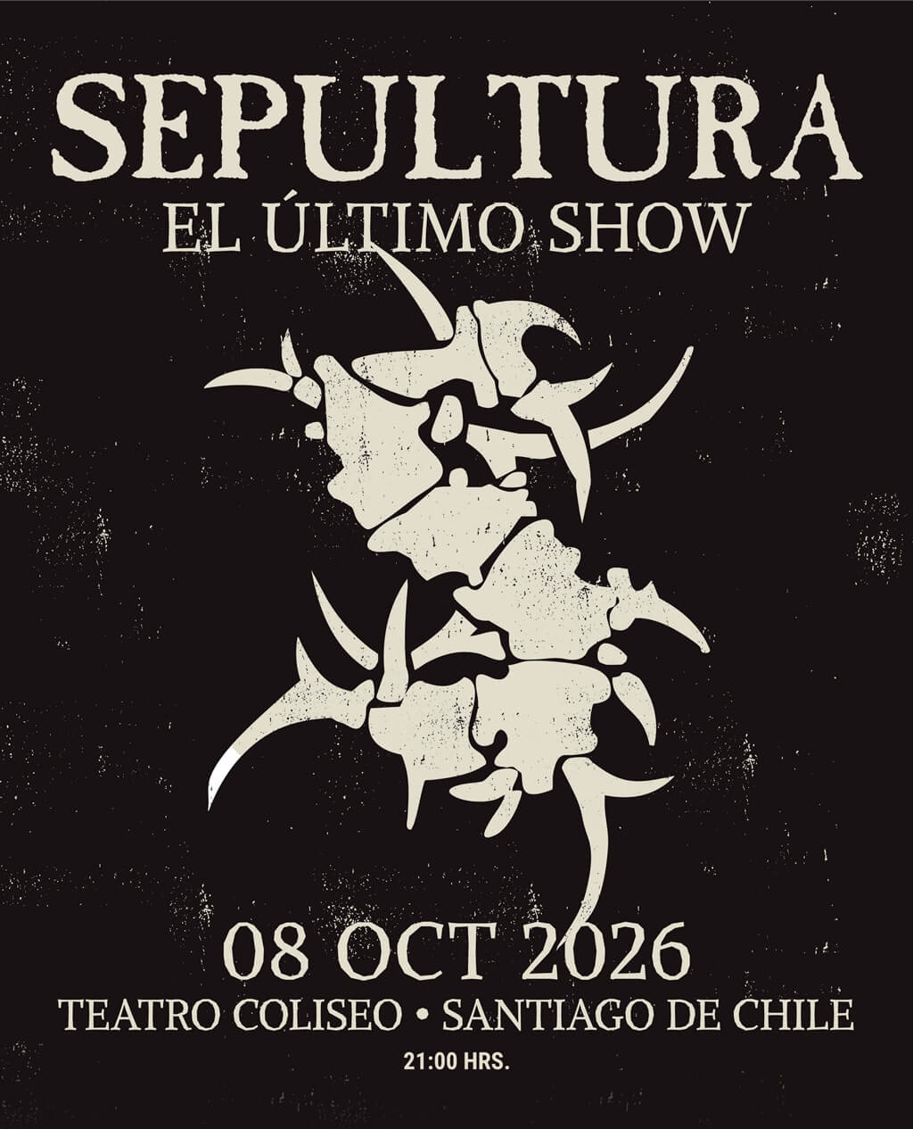 Sepultura en Chile 2026 | Teatro Coliseo – 8 de octubre 21:00 hrs