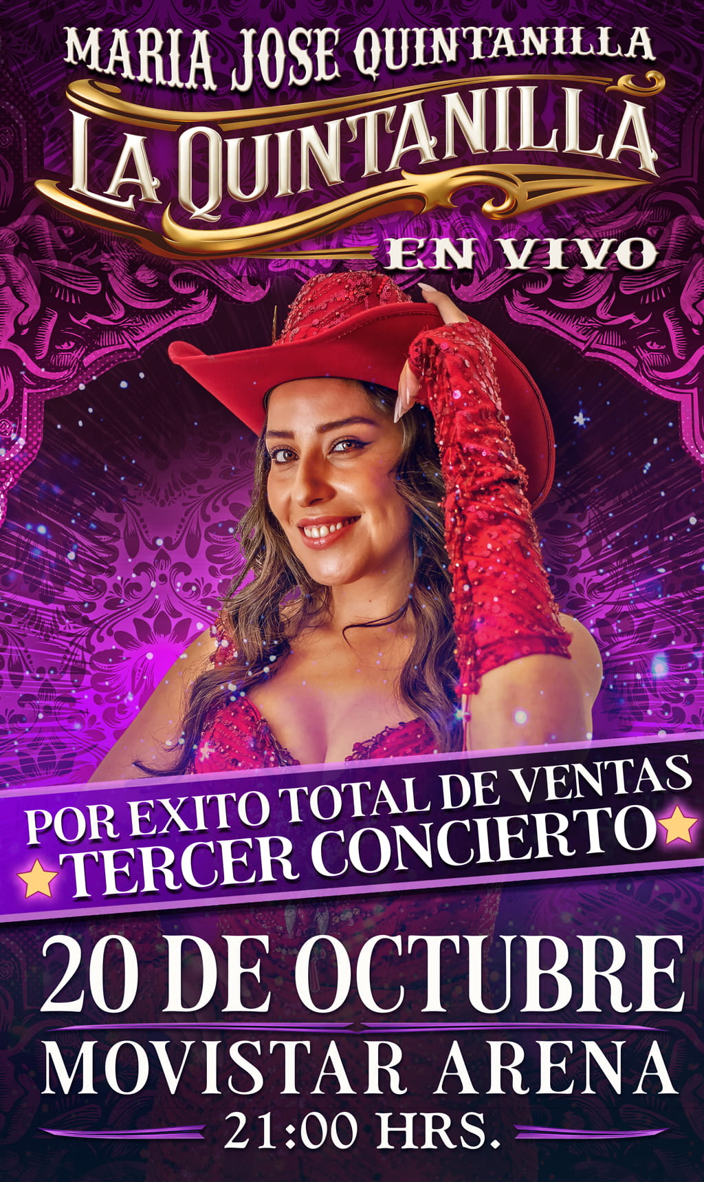 La Quintanilla en Vivo en Santiago | Movistar Arena – 4 de octubre 19:00 hrs | 13 de octubre a las 21:00 hrs | 20 de octubre a las 21:00 hrs