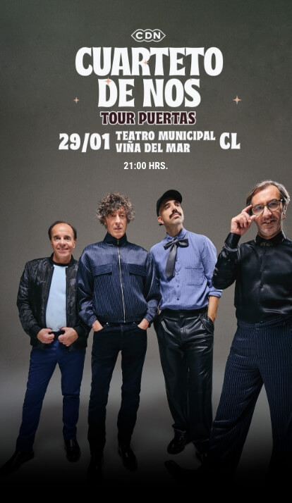 CUARTETO DE NOS / TOUR PUERTAS / TEATRO MUNICIPAL DE VIÑA DEL MAR / 29 de enero 2026 - 21:00 Hrs. / VENTA DE ENTRADAS OFICIAL EN PUNTO TICKET