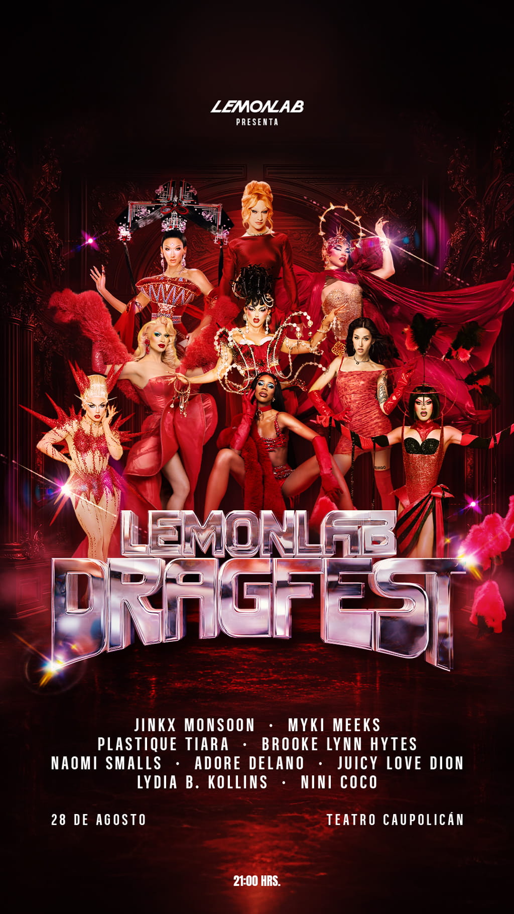 LEMONLAB DRAGFEST 2026 en Teatro Caupolicán | Festival drag en Santiago – 28 de agosto | Entradas por Punto Ticket