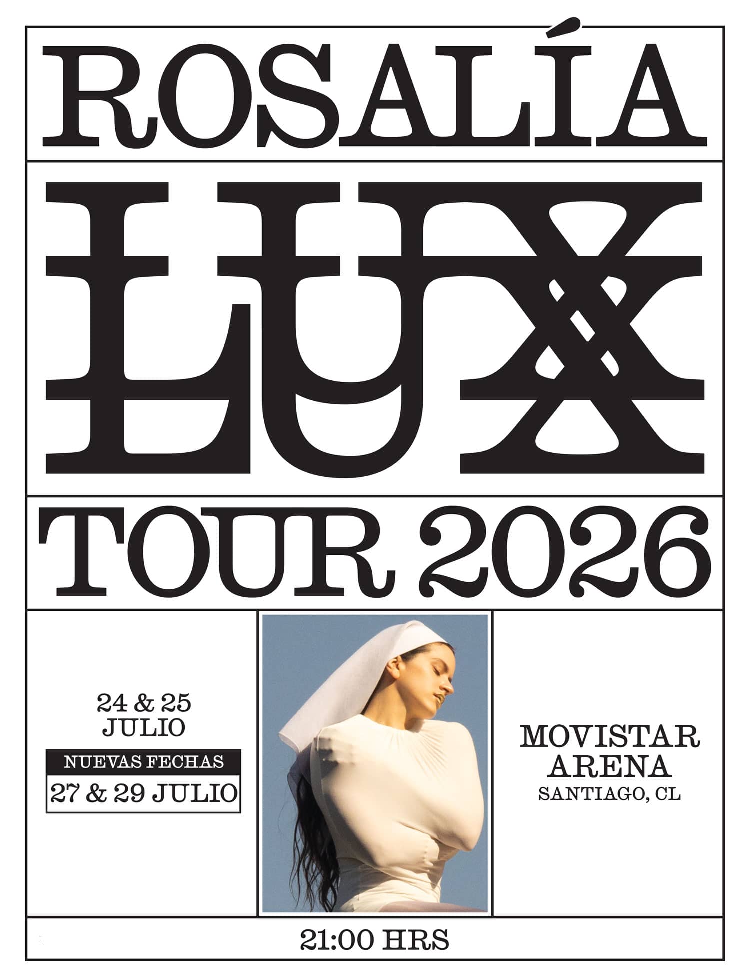 Rosalía - LUX Tour 2026 | 24, 25, 27 y 29 de julio en Movistar Arena | Entradas por Punto Ticket
