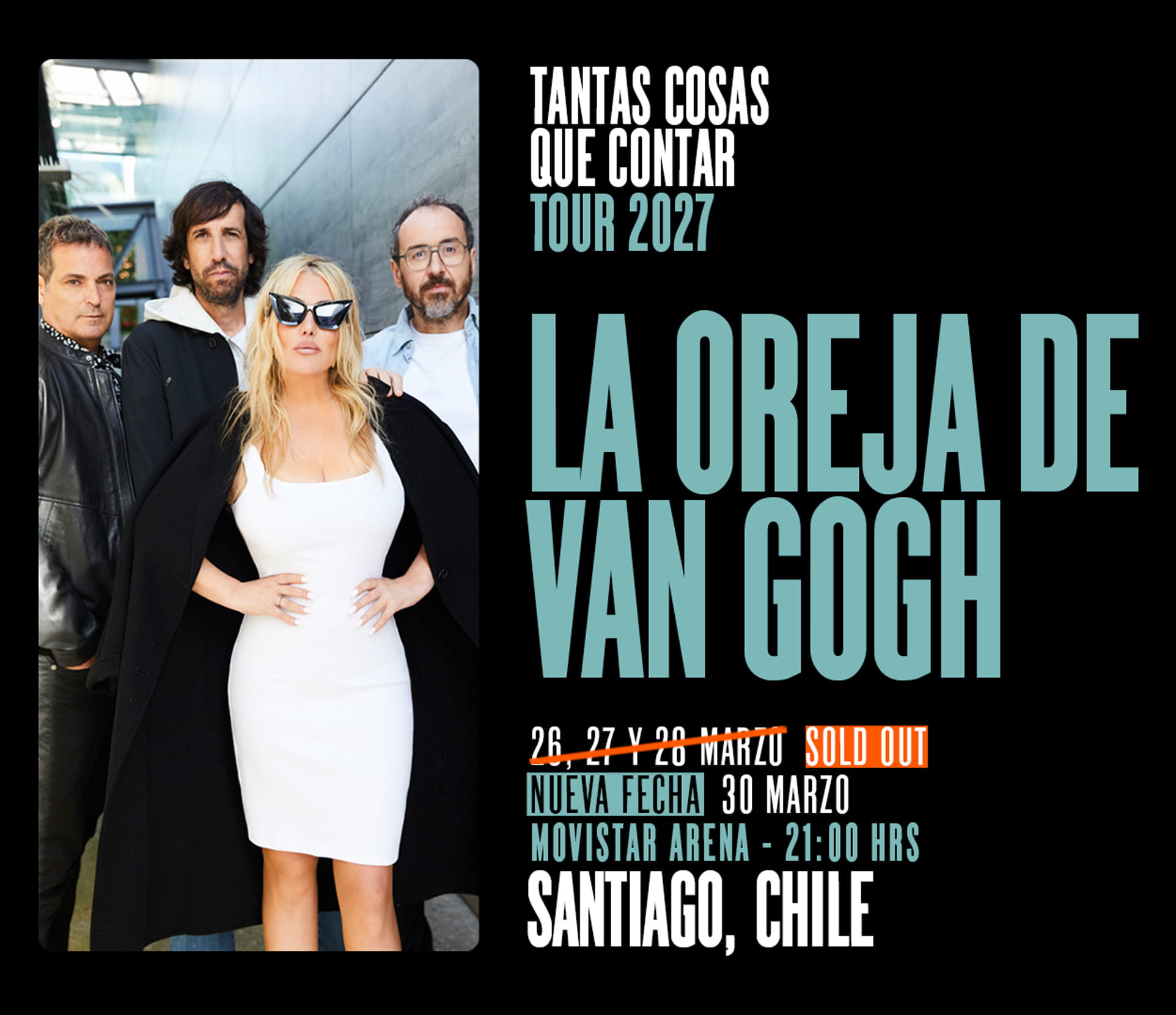 La Oreja de Van Gogh en Chile 2027 | Movistar Arena – 26 - 27 - 28 y 30  de marzo 21:00 hrs