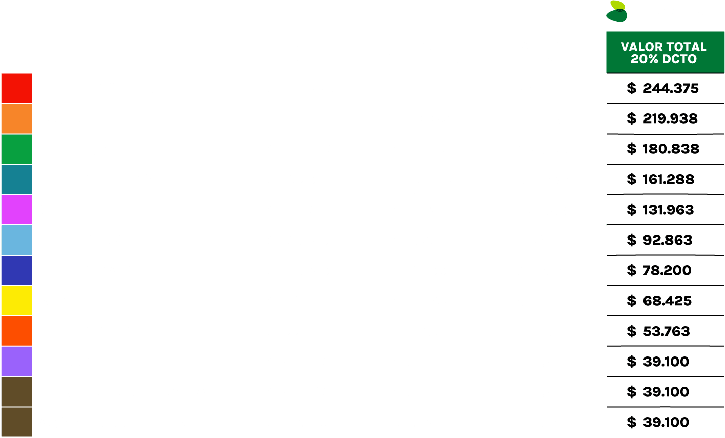 TABLA DE PRECIOS