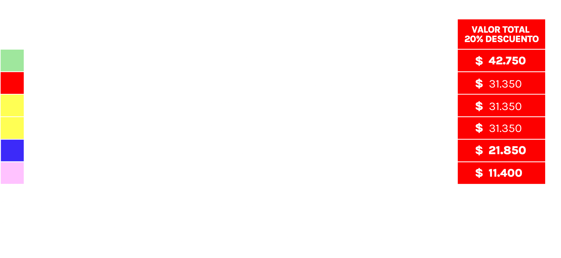 tabla de precios