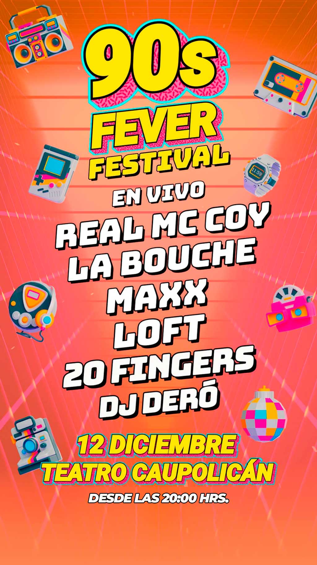 90's Fever Festival en Chile 2026 | Teatro Caupolicán – 12 de diciembre 20:00 hrs