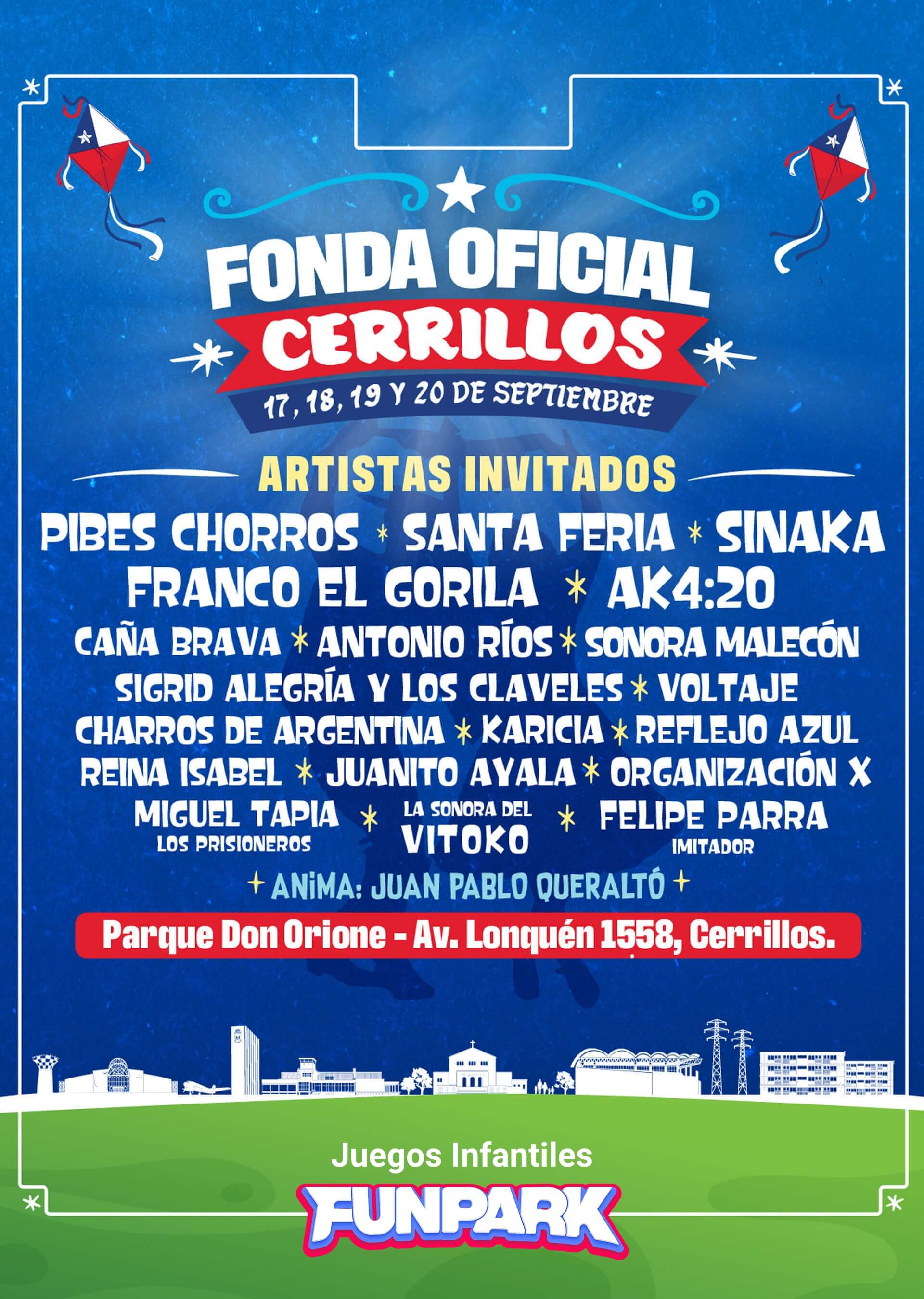 Fonda Oficial Cerrillos 2026 | Parque Don Orione – 17, 18, 19 y 20 de septiembre