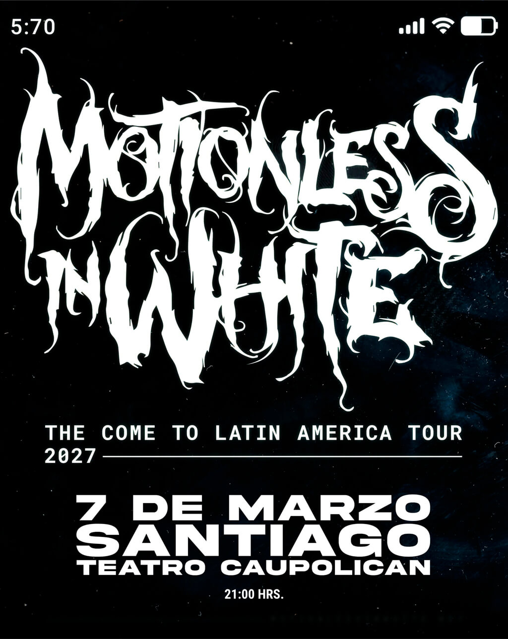 Motionless In White Chile 2027 - Teatro Caupolicán