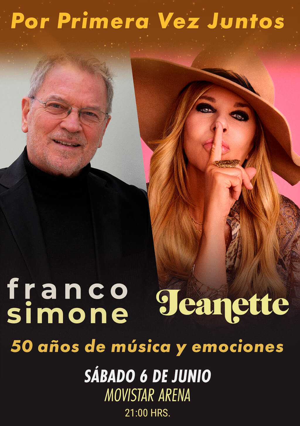 Franco Simone y Jeanette en Movistar Arena / 6 de junio / 21:00 Hrs.