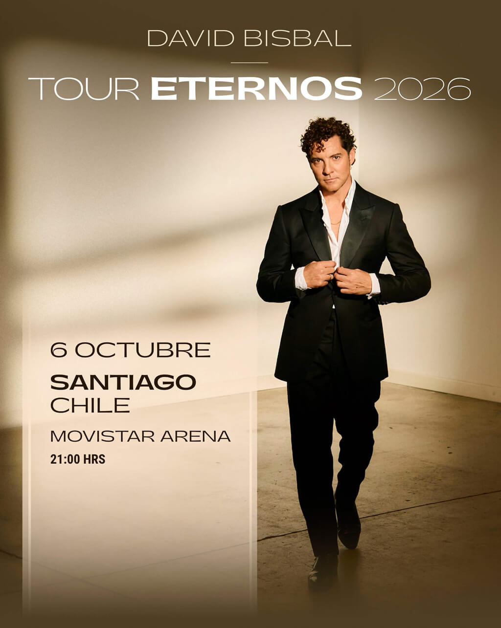 David Bisbal en Chile 2026 | Concierto en Movistar Arena – 6 de octubre 21:00 hrs