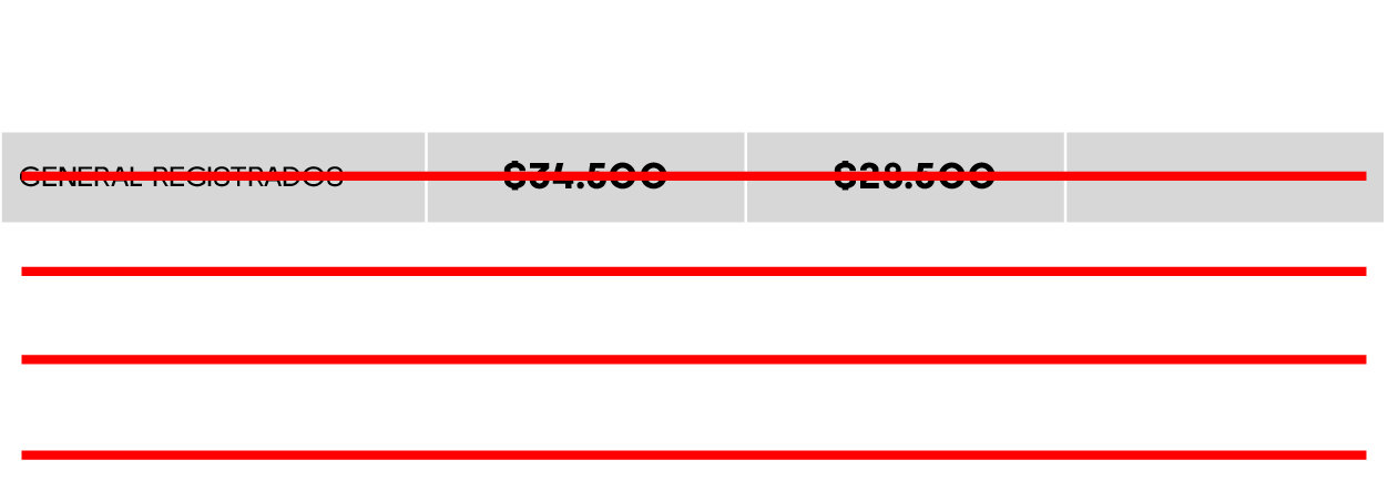 tabla de precios