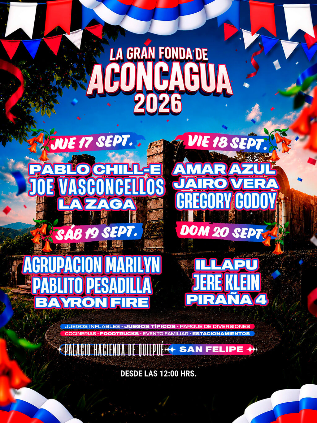 La Gran Fonda Aconcagua 2026 | Palacio Hacienda Quilpué, San Felipe – 17 al 20 de septiembre