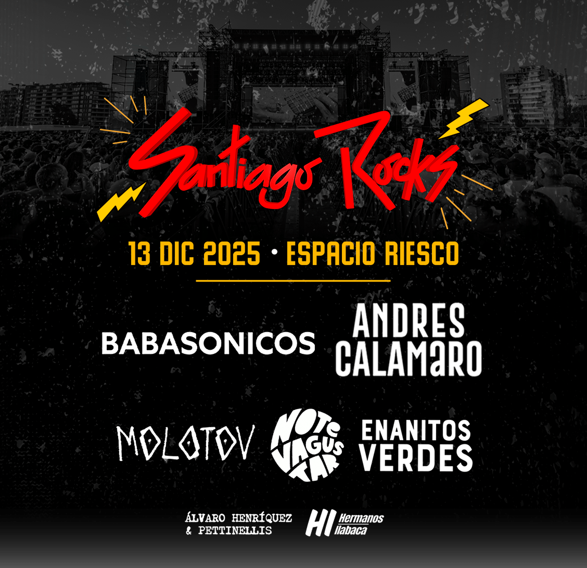 Santiago Rocks 2025: Festival imperdible en Espacio Riesco | 13 de diciembre | Entradas por Punto Ticket