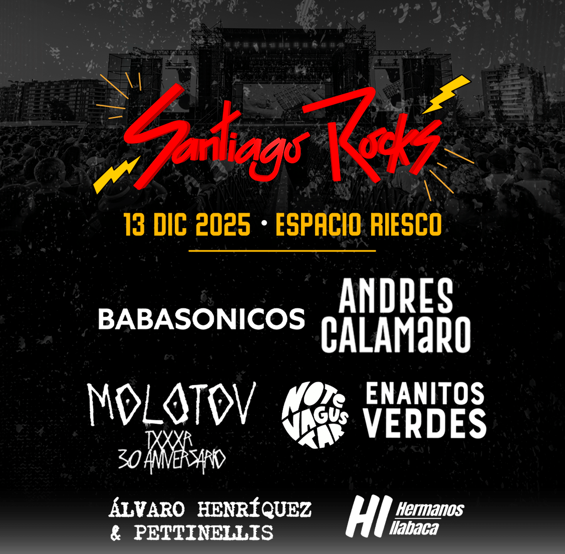 Santiago Rocks 2025: Festival imperdible en Espacio Riesco | 13 de diciembre | Entradas por Punto Ticket