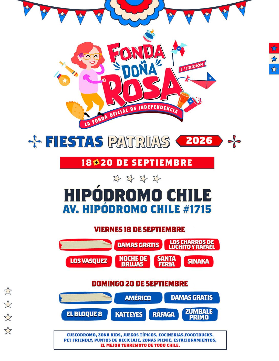 Fonda Doña Rosa 2026 en Santiago | Hipódromo Chile – 18 y 20 de septiembre