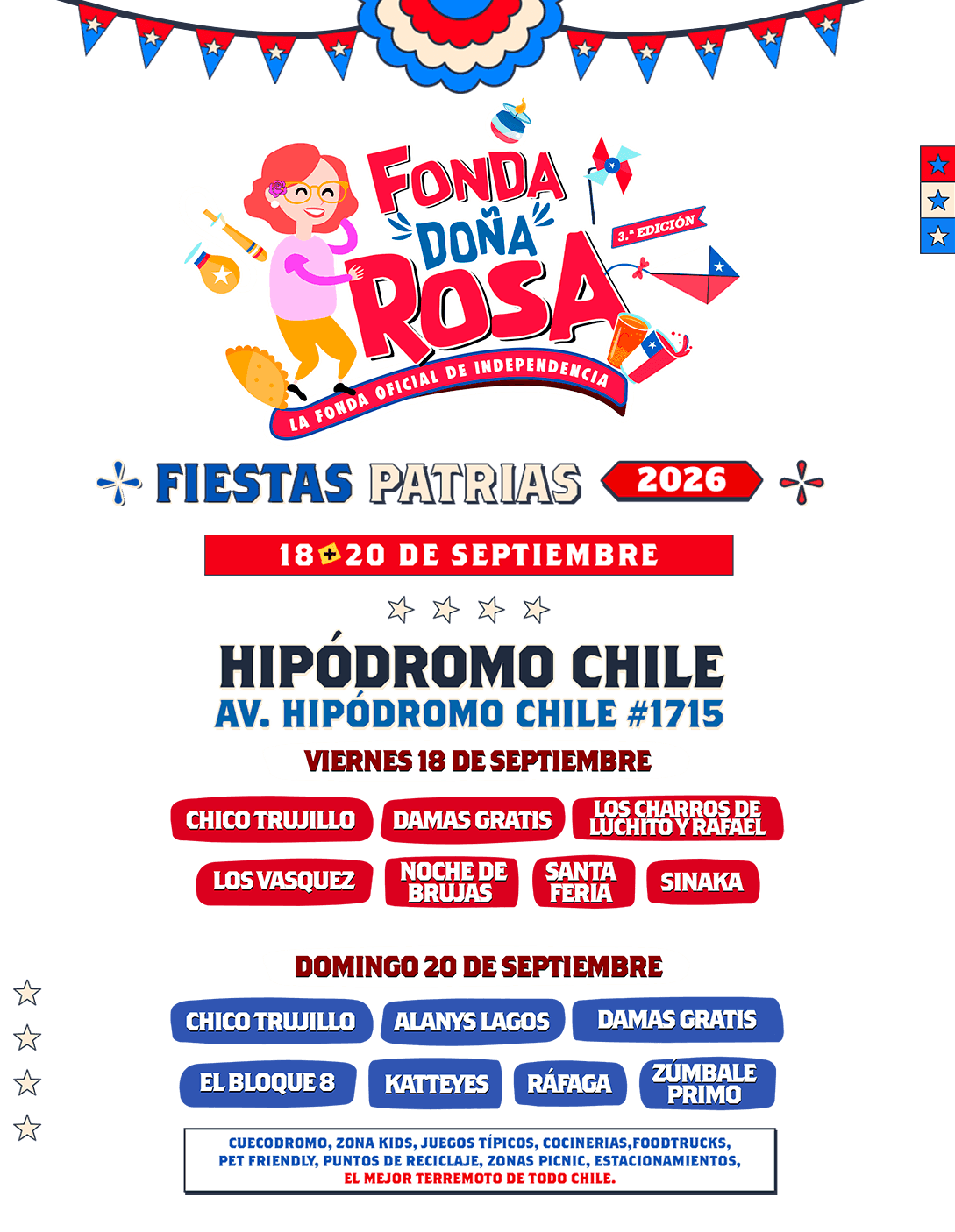 Fonda Doña Rosa 2026 en Santiago | Hipódromo Chile – 18 y 20 de septiembre