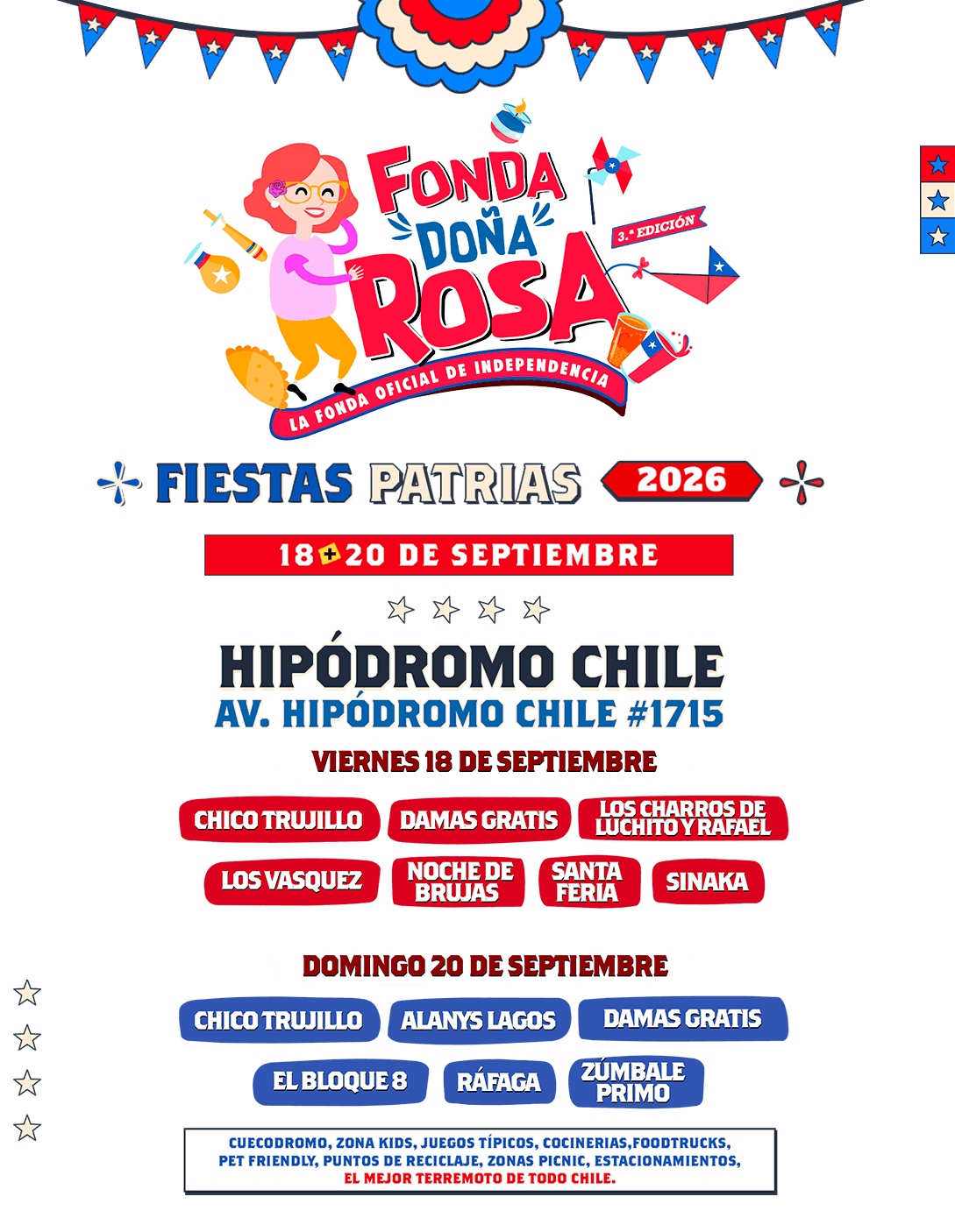 Fonda Doña Rosa 2026 en Santiago | Hipódromo Chile – 18 y 20 de septiembre