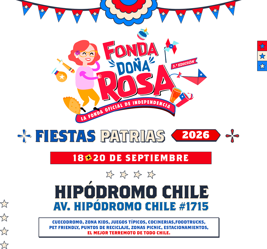 Fonda Doña Rosa 2026 en Santiago | Hipódromo Chile – 18 y 20 de septiembre