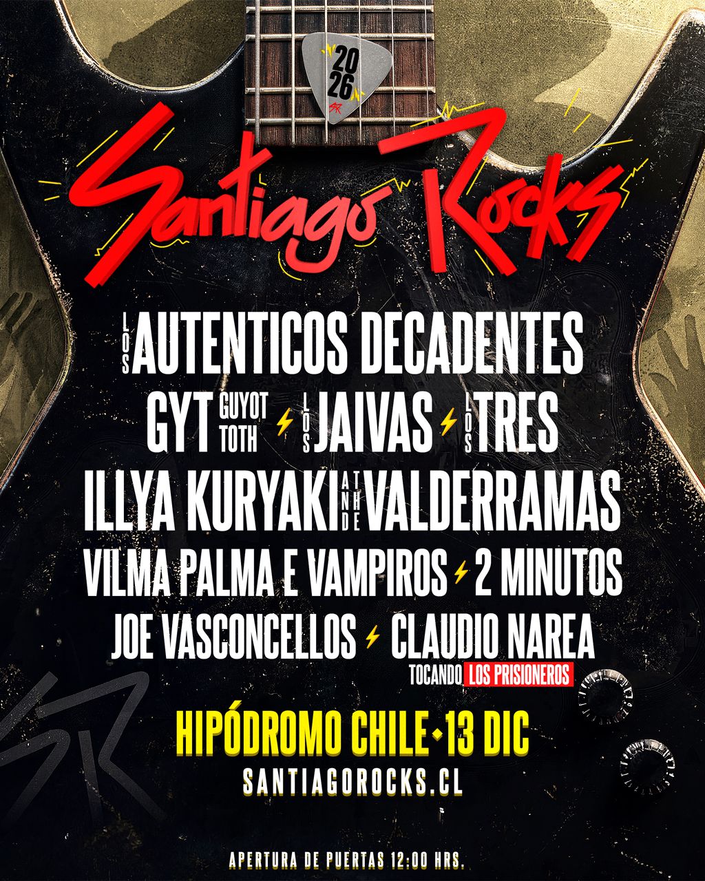 Santiago Rocks 2026 | Hipódromo Chile – 13 de diciembre desde las 12:00 hrs
