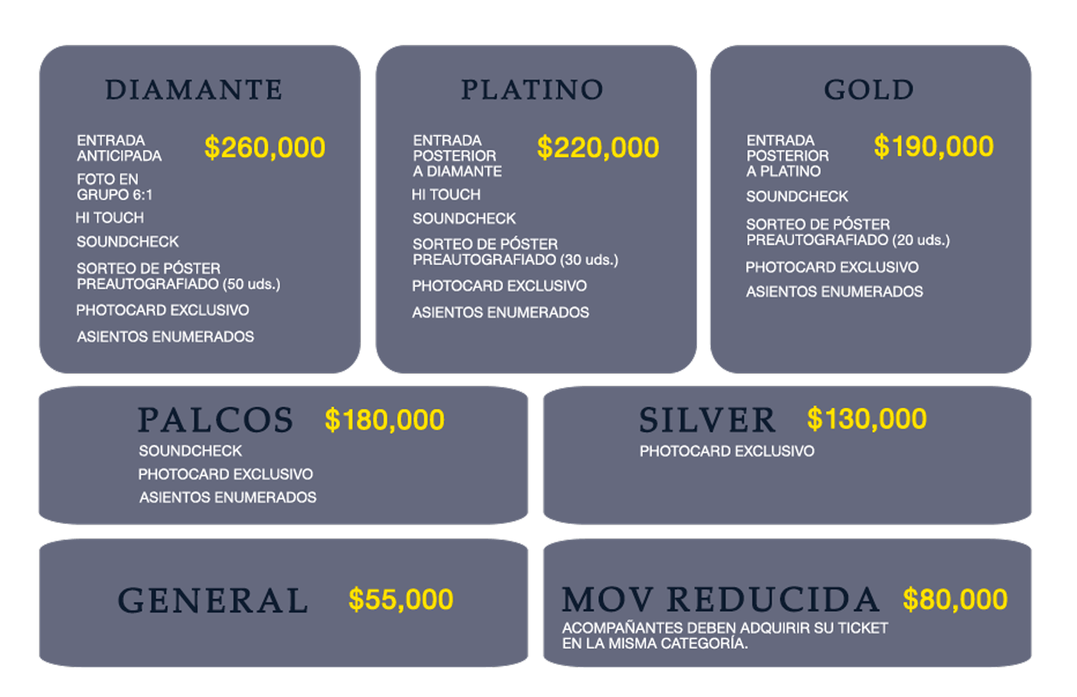 tabla precios escritorio