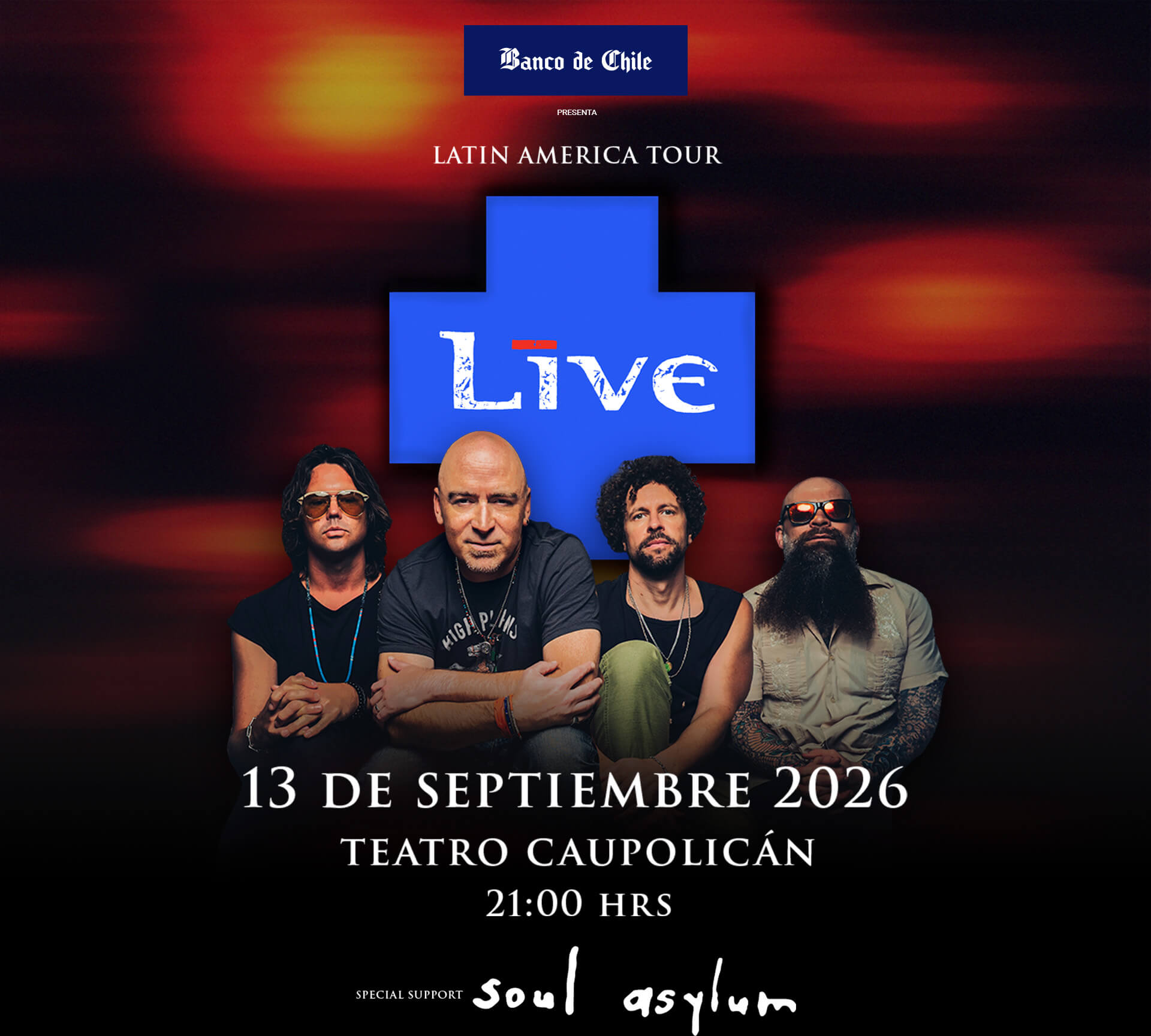 Live en Chile 2026 | Teatro Caupolicán – 13 de septiembre 21:00 hrs