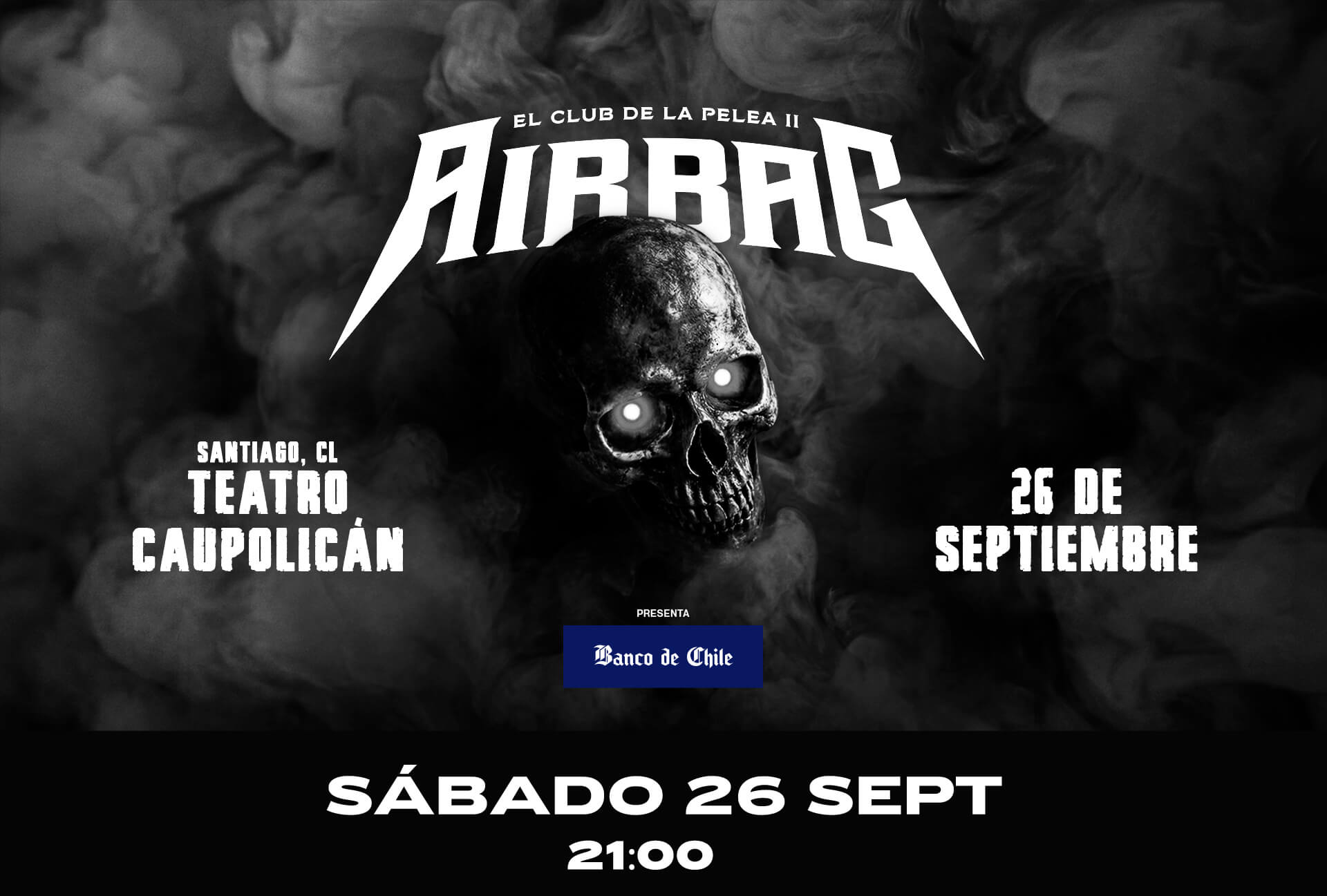 Airbag en Chile 2026 | Teatro Caupolicán – 26 de septiembre 21:00 hrs