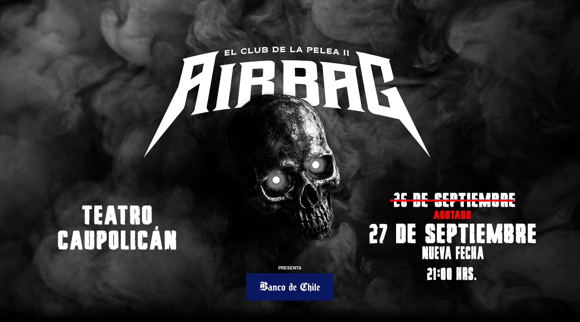 Airbag en Chile 2026 | Teatro Caupolicán – 26 y 27 de septiembre 21:00 hrs