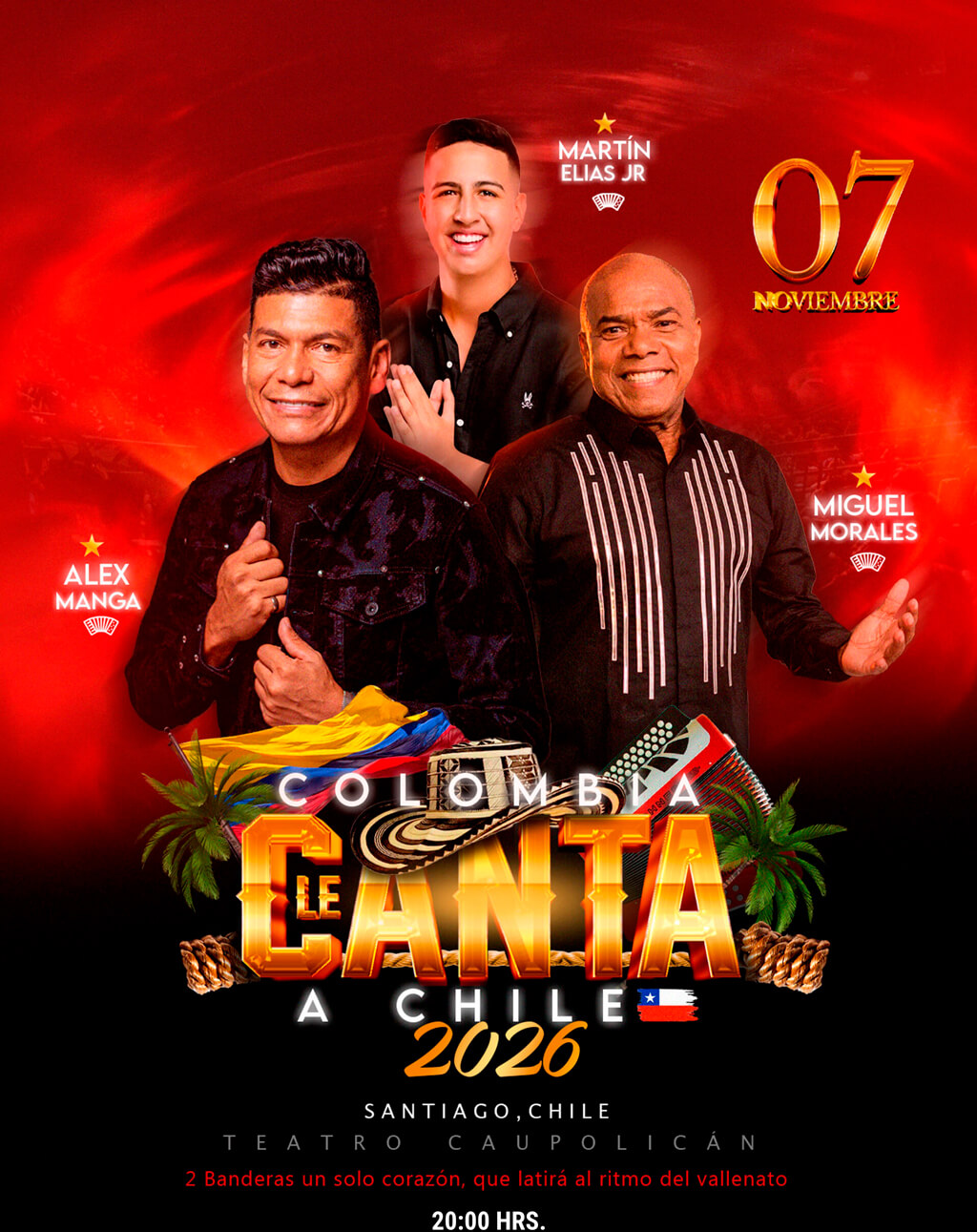 Colombia le Canta a Chile 2026 | Teatro Caupolicán – 7 de noviembre 20:00 hrs