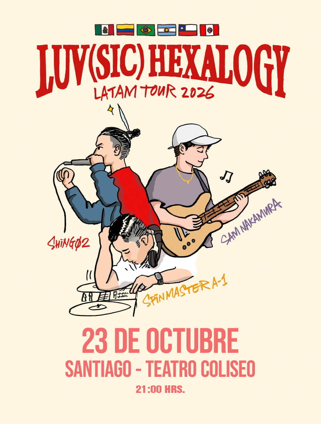 SHING02 & SPIN MASTER A-1: LUV(SIC) HEXALOGY | LATAM TOUR 2026 en Chile – Teatro Coliseo | 21:00 hrs.