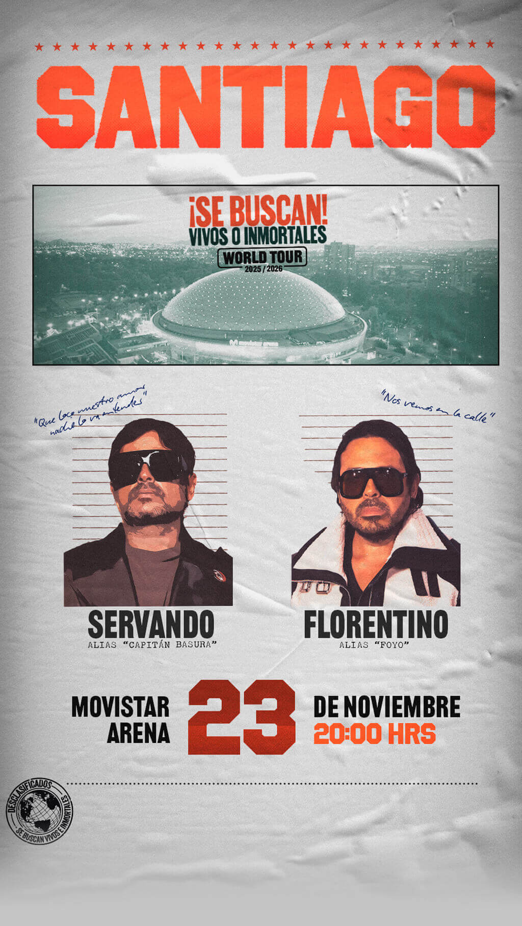 Servando & Florentino – Se buscan vivos o inmortales World Tour en Movistar Arena | 11 de diciembre 2025 - 20:00 hrs. Asegura tu entrada ahora en Punto Ticket.