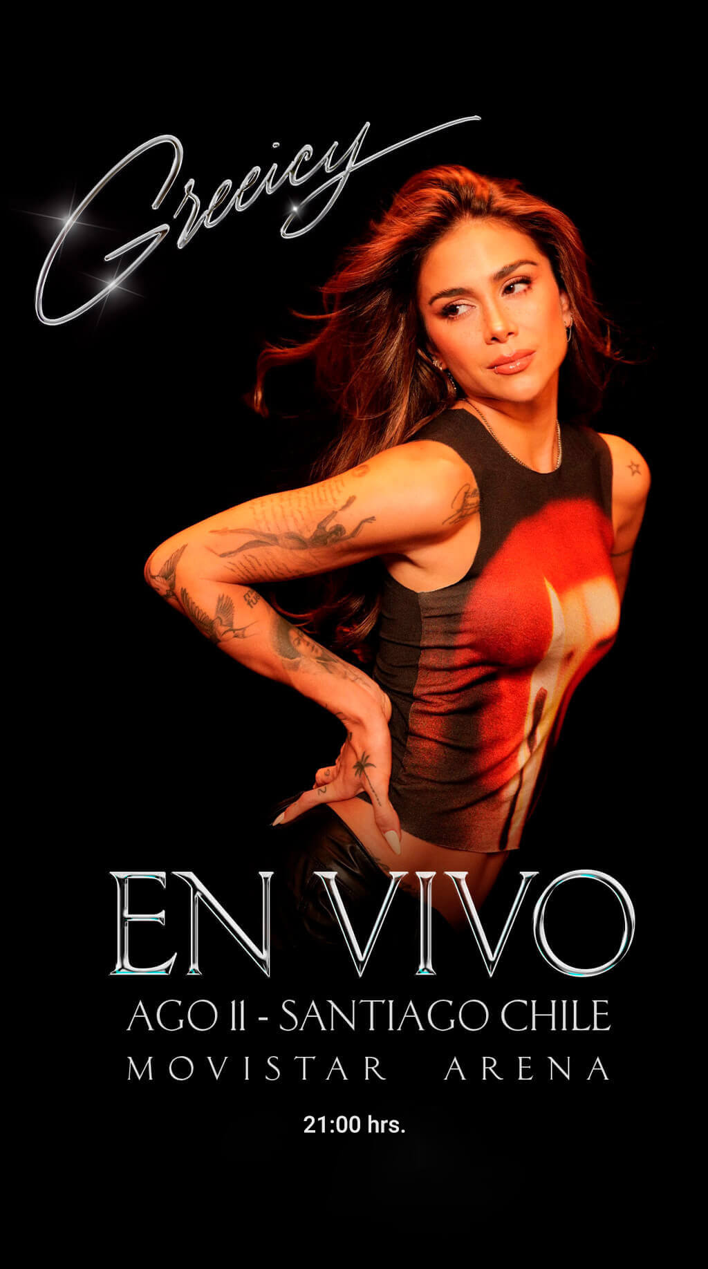 Greeicy en Movistar Arena - 11 de agosto 21:00 hrs. / Venta de entradas en Punto Ticket