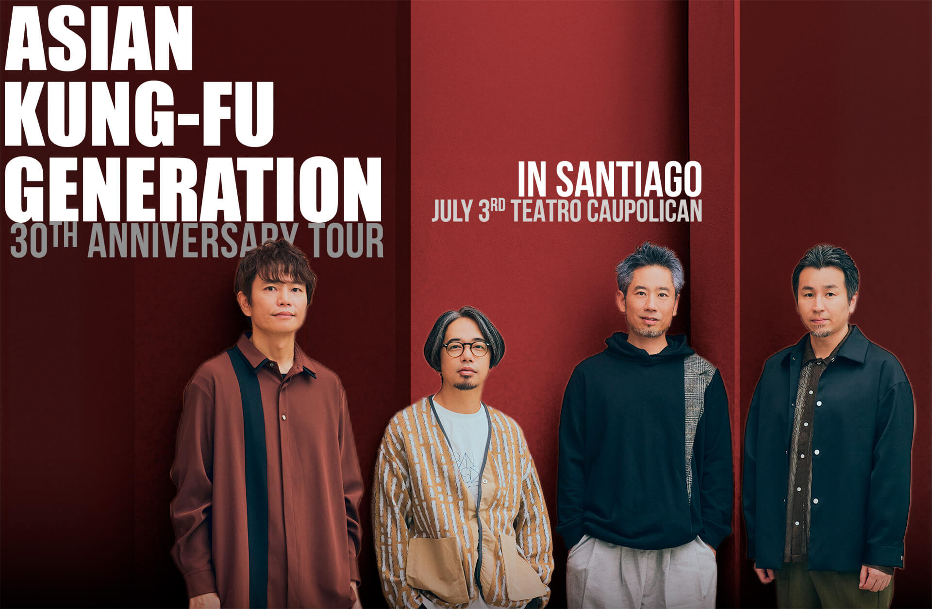 Asian Kung-Fu Generation en Chile · 30th Anniversary Tour · 3 de julio en Teatro Caupolicán · Punto Ticket