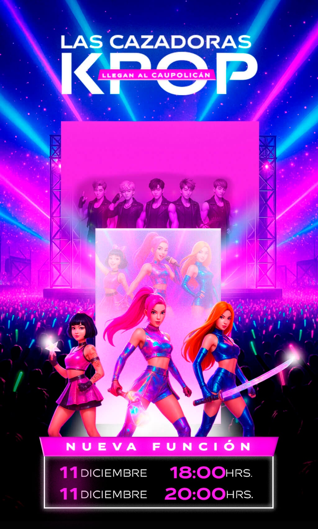 Las cazadoras Kpop / 11 de dicciembre / 18:00 hrs. y 20:00 Hrs. / Teatro Caupolicán / Única función
