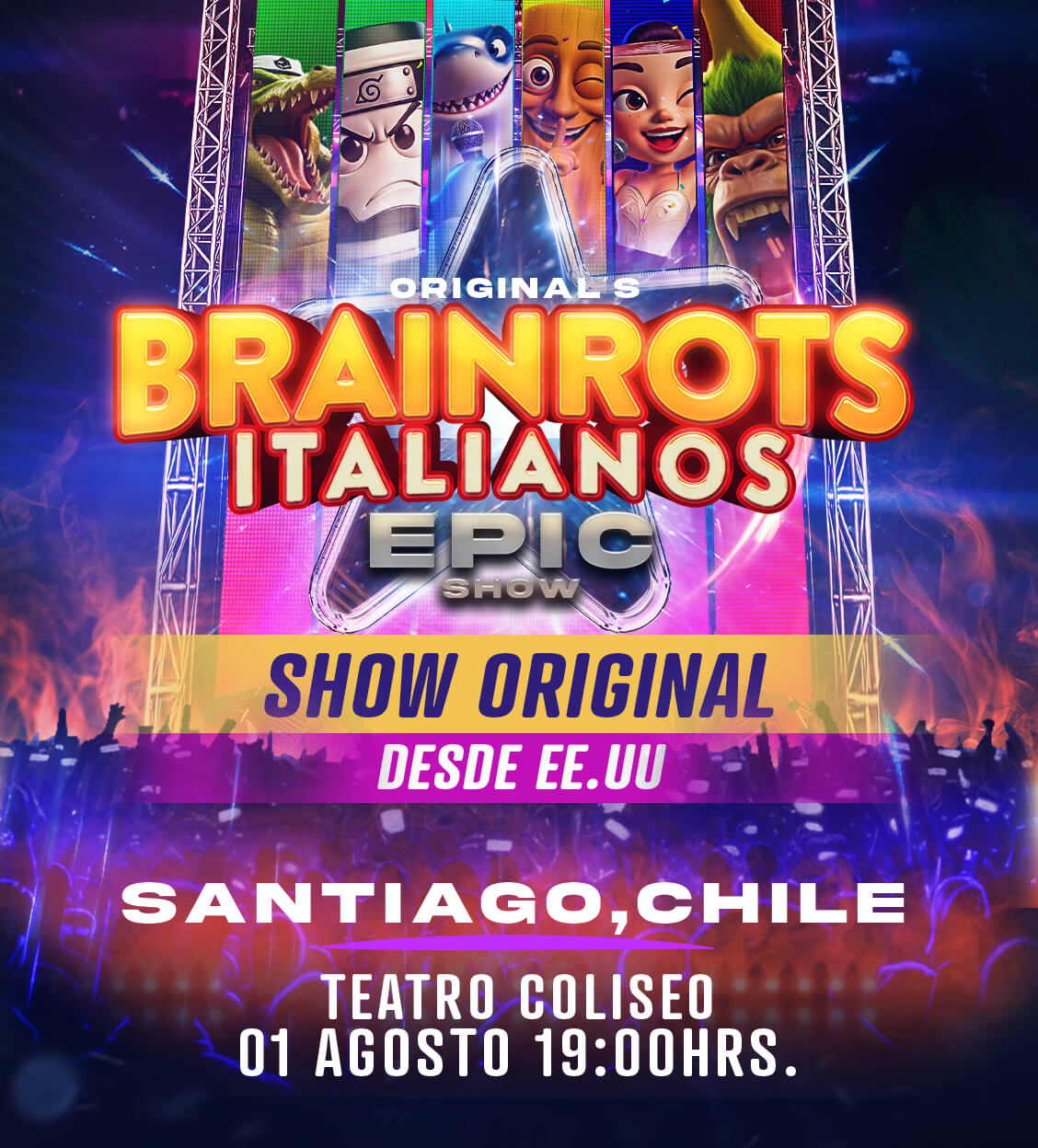 Brainrots Italianos - Show original / Teatro Coliseo 01 de agosto 19:00 Hrs.